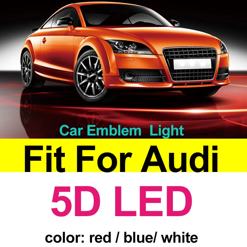 

18.0cm X 5.8cm Car Logo Emlem 5D LED Light Front Hood Head Trunk Rear Covers Boot Badge for Q3 Q5 A1 A3 TT Car Accessories
