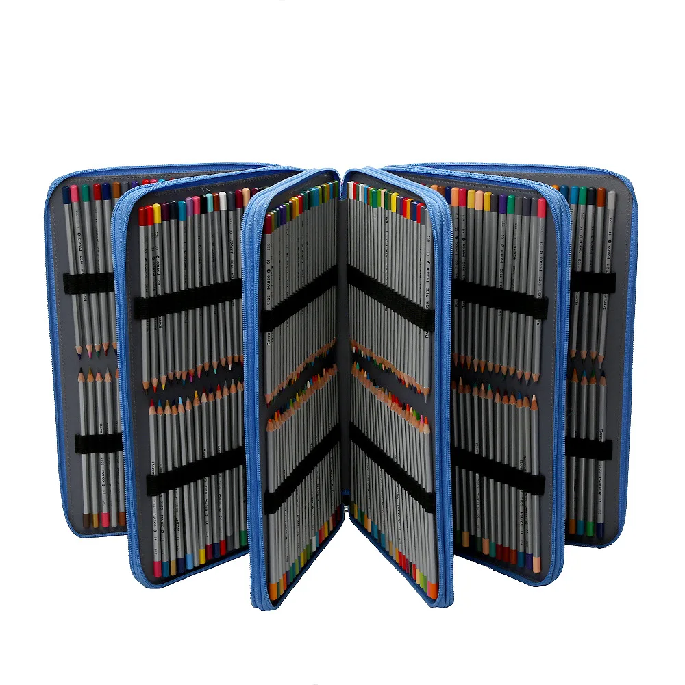 Colorful Flower Pattern 480 Slots 5 Layer Zipper Portable Shoulder Strap Polyester Pencil Case Holder Large Capacity Art Supply |