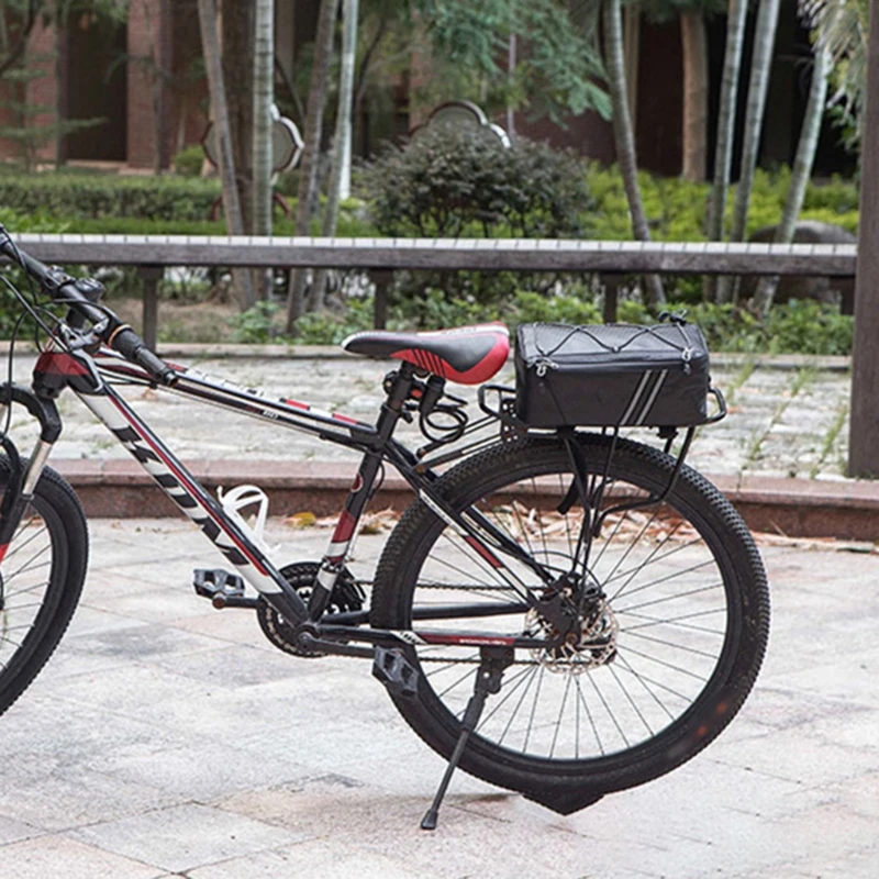 

Bike Rack Rear Carrier Bag PU Leather Waterproof Storage Bag 8L Reflective Bag U90C