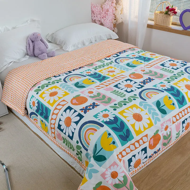 Натуральное покрывало для кровати взрослых тонкое одеяло летнее Хлопковое