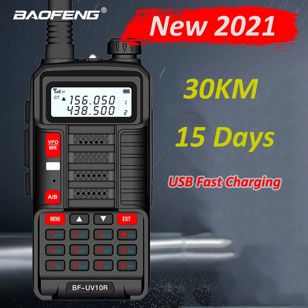 2021 Latest Baofeng UV-10R Walkie Talkie Long Range 30KM UHF VHF Ham CB Two Way Radio Station Baofeng BF UV10R Transceiver