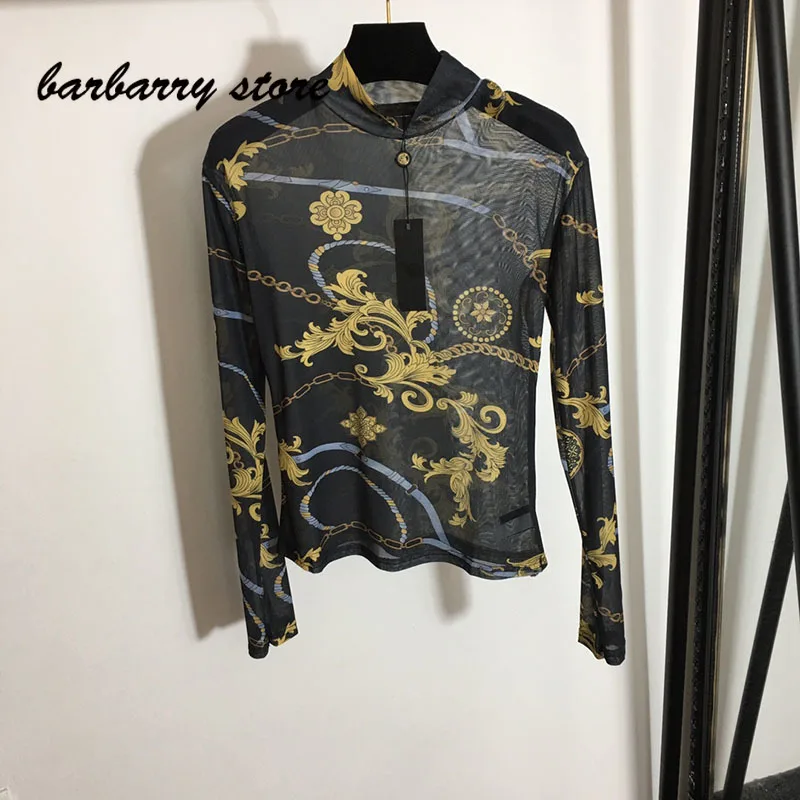 

2021 new spring branded European American retro printing long sleeve T-shirt sexy tops graphic tee vintage women shirts t shirt