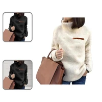 simple autumn winter stand collar pure color loose fitting sweatshirt for daily wear women sweatshirt women blouse