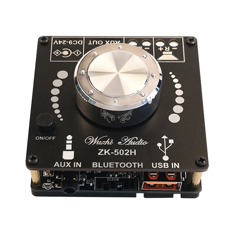 2x50W Bluetooth 5.0 Digital Power Amplifier Board Module Support AUX U Disk USB Sound Card Input&Active Speaker Output