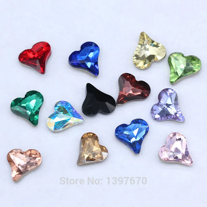 Оптовая продажа 20p 8 мм в форме сердца блестящий стеклянный кристалл Стразы