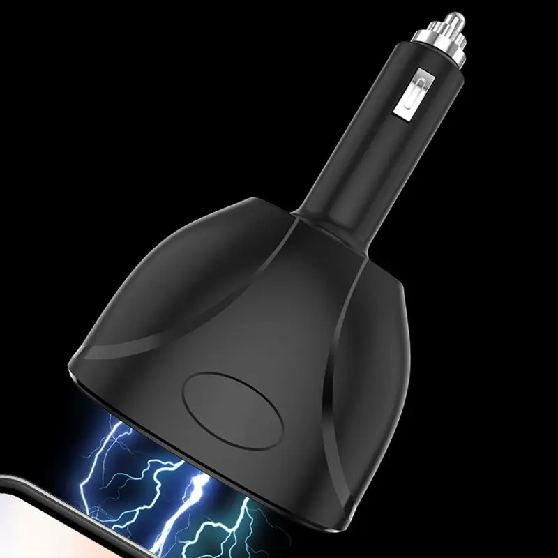 

12V Rotate Car Cigarette Lighter Socket Splitter QC3.0 USB Charger LED Voltmeter