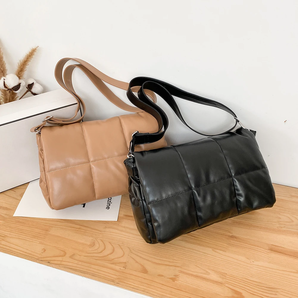 

Женские сумки через плечо из мягкой искусственной кожи в стиле ретро, модные сумки через плечо в клетку с перьями, женские повседневные сумк...