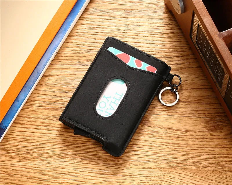 Bisi Goro RFID Блокировка кредитный держатель для карт Anit-theft кошелек карта для мужчин и женщин автоматический всплывающий Чехол для карт кожаный держатель для ID