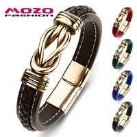 new classic men bangles leather stainless steel charm bracelet women cross punk jewelry bracelet gifts brown