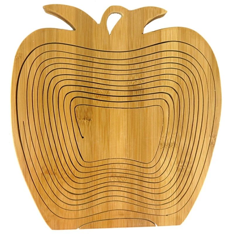 

Складная бамбуковая корзина для фруктов, поднос для сухофруктов, превращается в корзину, деревянный контейнер для закусок, поднос для еды, д...