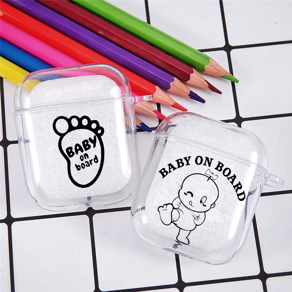 

New Cover for Airpods 1/2 Earphone Baby On Board funny cartoon cute Protector Fundas Airpods Case Air Pods Charging Box Bags