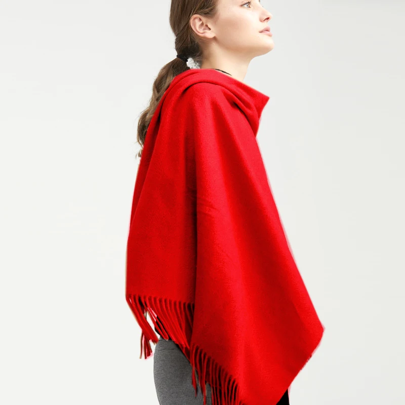 Большие размеры плед шарф женский зимний scarf шарфы женские платок шарф большой теплый вязаный большой шаль женская платки - Цвет: China red