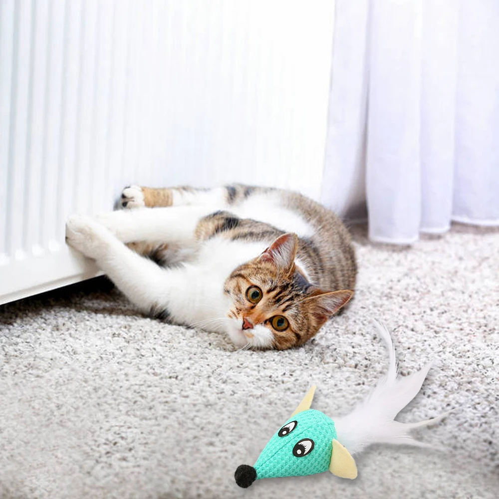 Плюшевая игрушка для кошек забавная в форме мыши с котенком жевательная товары