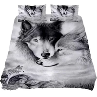 couple bedding duvet cover 3pcs sets with zipper grey lovers quilt cover 3d wolf pattern comforter covers twin full queen king