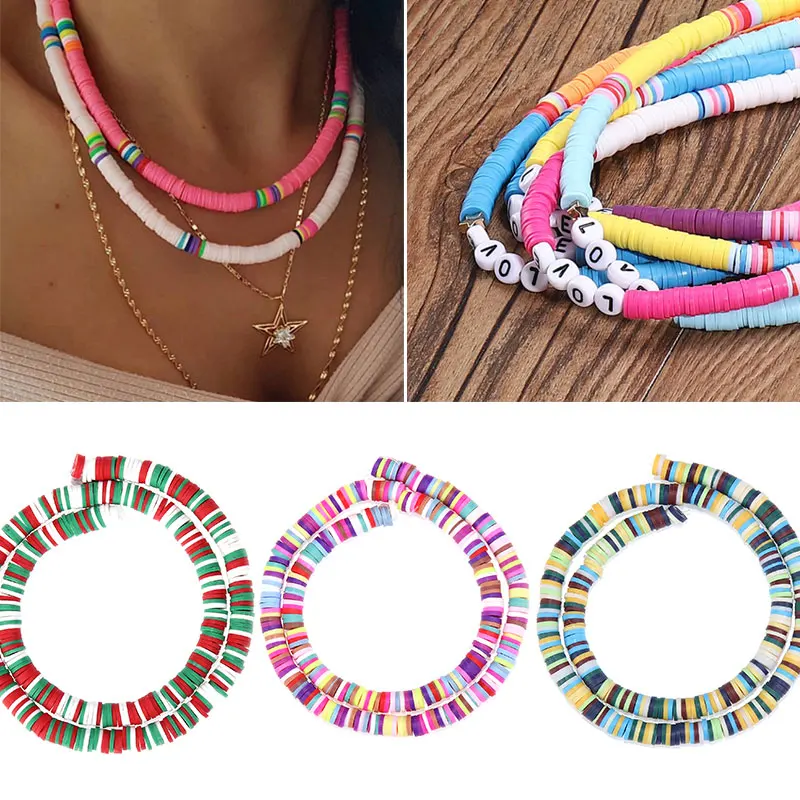 

6mm Flat Round Polymer Clay Beads Chip Disk Loose Spacer Handmade Beads For DIY Jewelry Making Bracelet Finding Handcraft