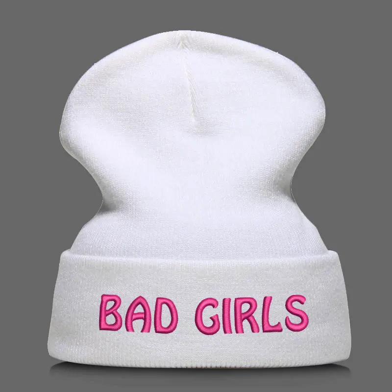Beanie шляпа Skullie шапка, вязаная шапка-носок Зимняя Вышивка в стиле панк Для мужчин Для женщин подростков уличных танцев забавные персонализированные Csutomized плохие девчонки