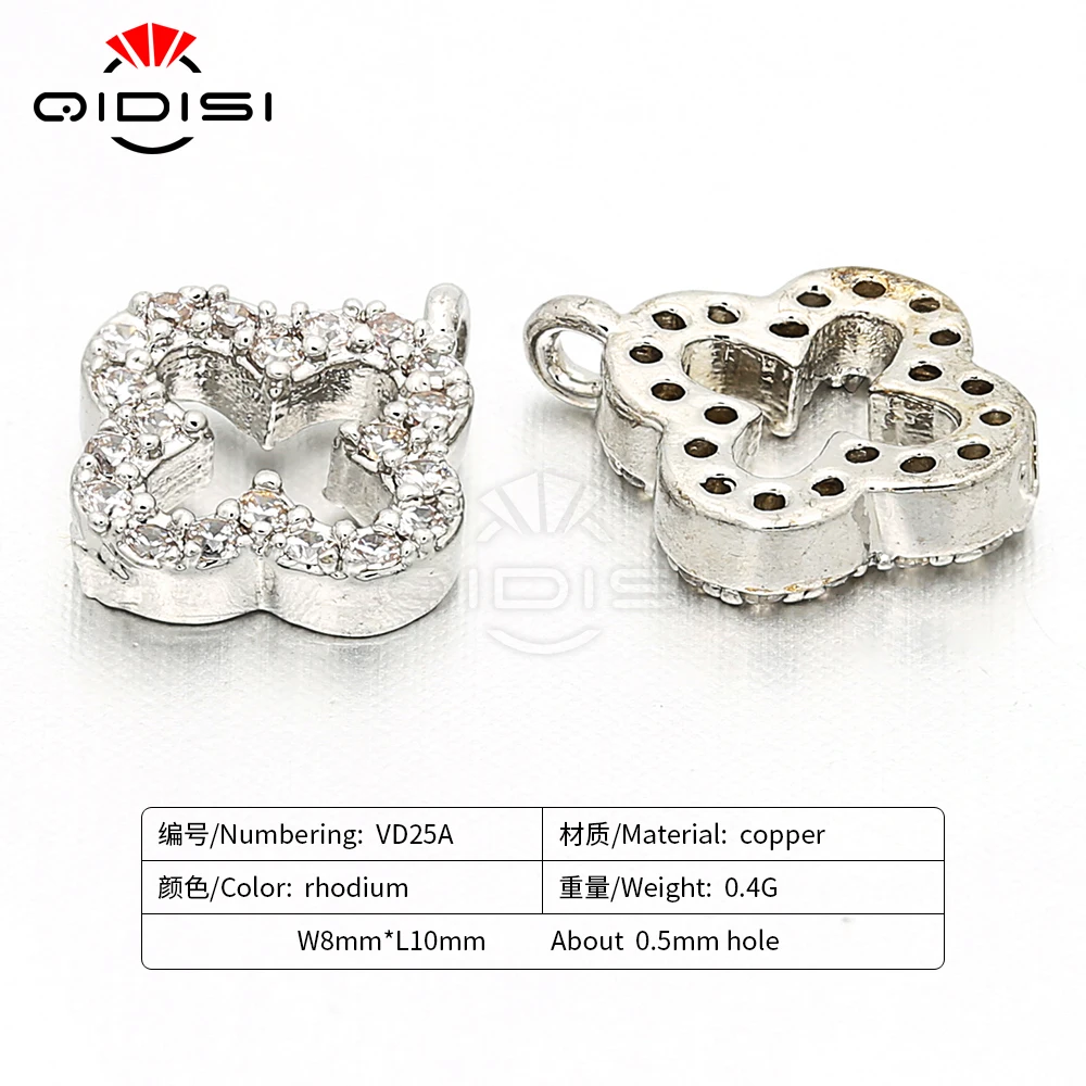 Кулон на ожерелье с фианитом в виде клевера аксессуары сделай сам подвески