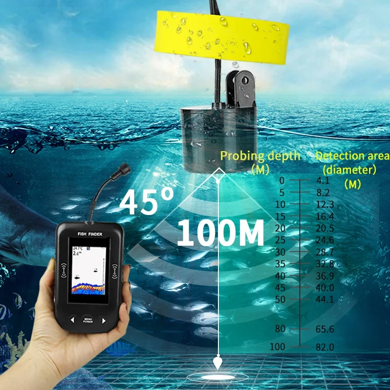 Эхолот-рыболокатор Xf02-C портативный кабель 9 м эхолот сигнализация глубина 0 6-100