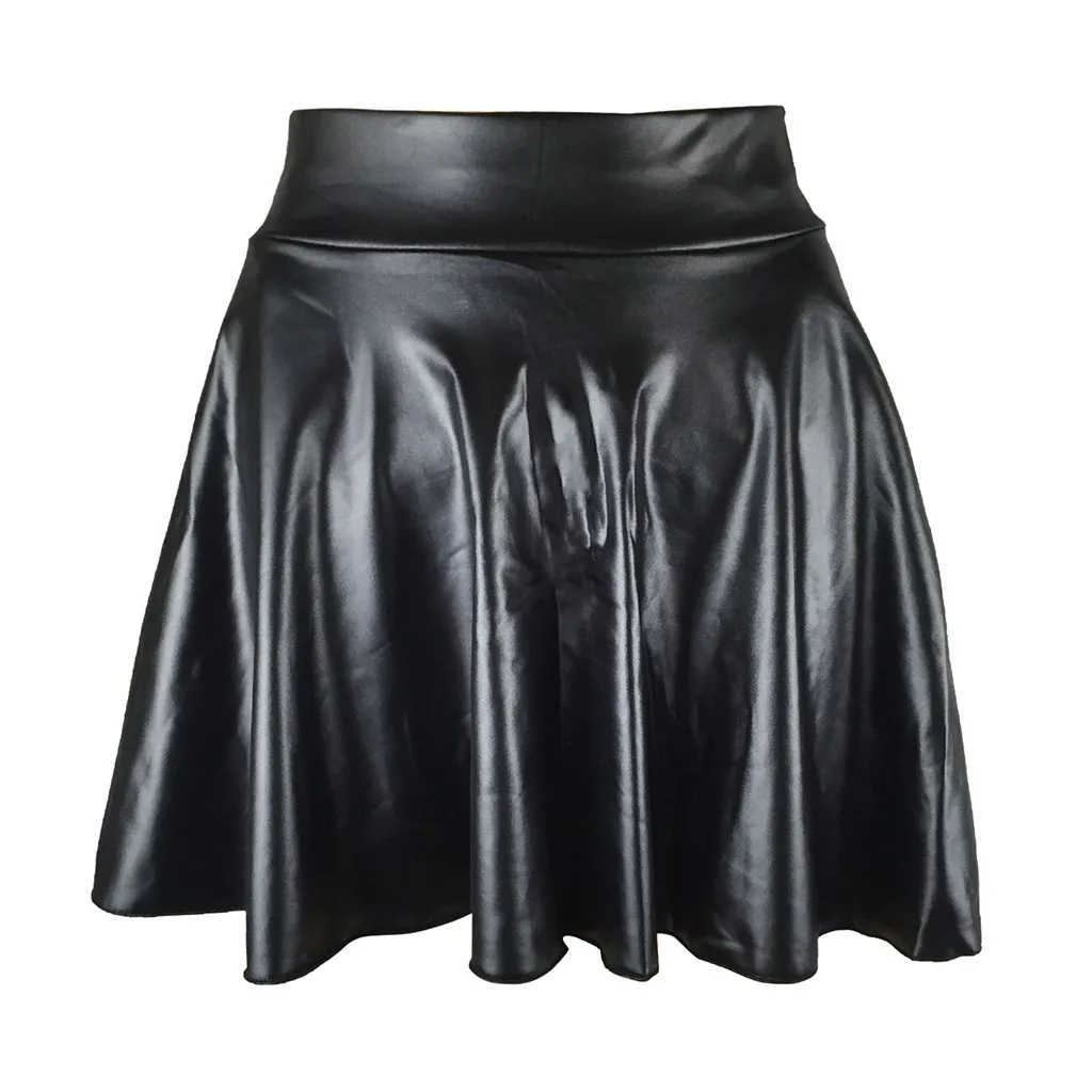 

Fashion Ladys Leather Skirt High Waist Creased Skirt Solid Casual Base Skirt Ladies Korean Style Kawaii white Miniskirt Skirts
