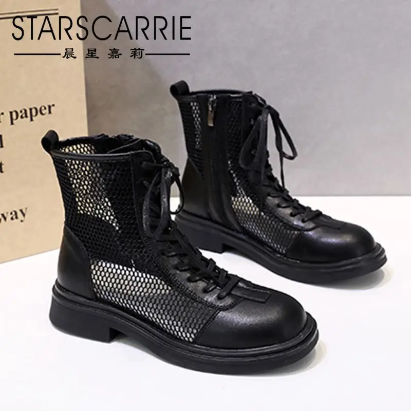 

Модные Ботинки Martin женские летние тонкие 2021 новые модные весенние и осенние одноботинки белые сетчатые тонкие Крутые ботинки для лица