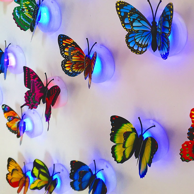 

5/10pcs Wall Sticker Creative Luminous Colorful Changing Butterfly LED Lights Lamp Home Party Decor Wedding Party Children Gifts