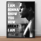 Картины на холсте Мухаммеда Али, боксерские цитаты, чемпион, вдохновляющий постер, Настенная картина для спальни, украшение для дома