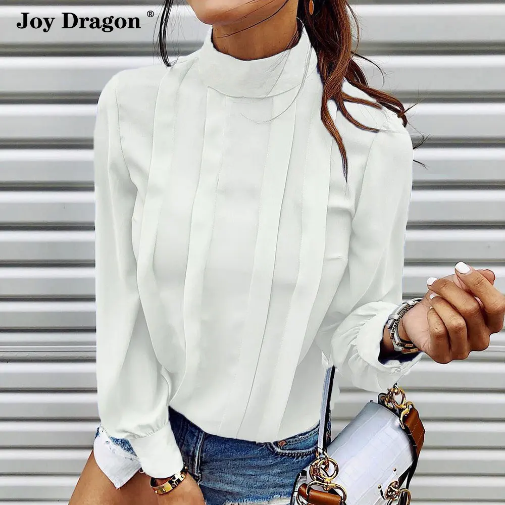 Женский топ с длинным рукавом новинка 2020 женская рубашка высоким воротником