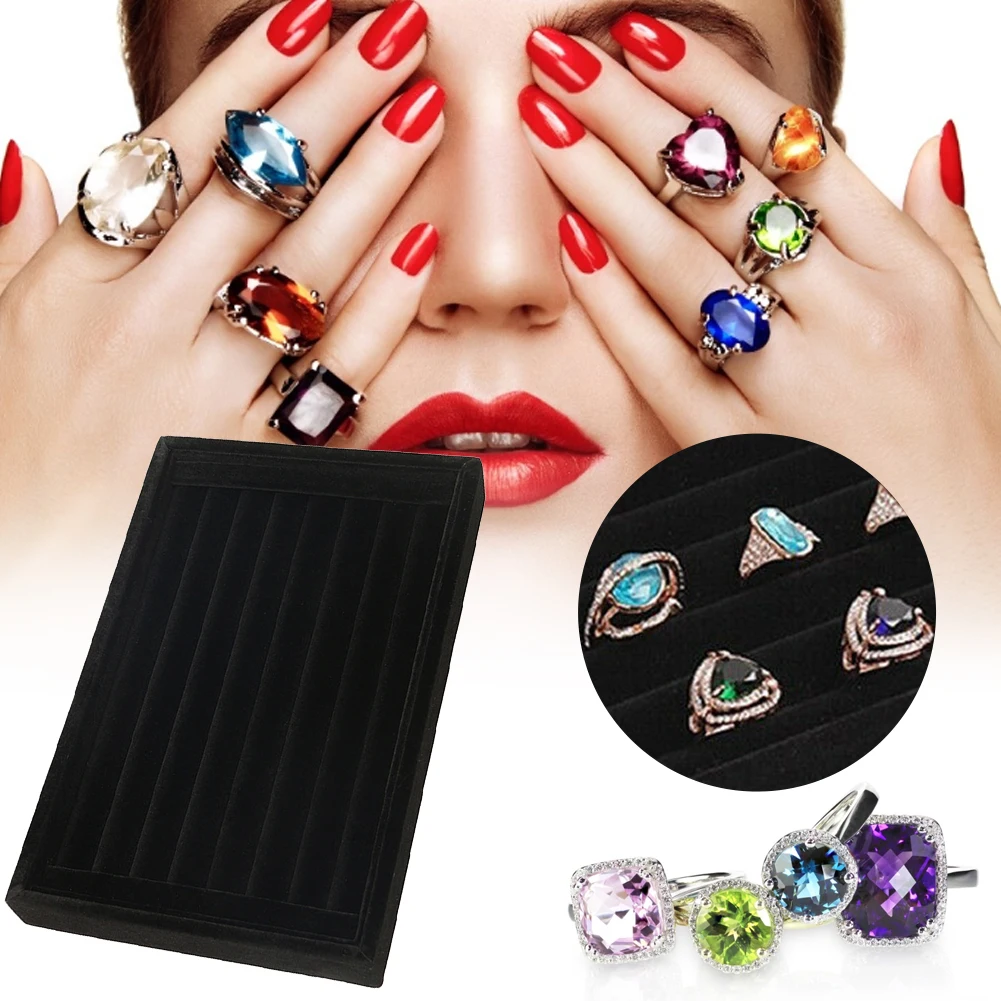 

Drawer DIY Ring Jewelry Storage Tray Ring Bracelet Gift Box Velvet Earring Stud Chain Display Case Cufflink Ring Organizer Tray