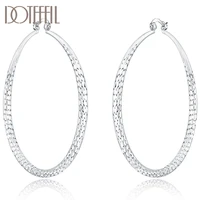 doteffil 925 sterling silver big circle 70mm grain hoop earring for woman fashion party wedding engagement party jewelry