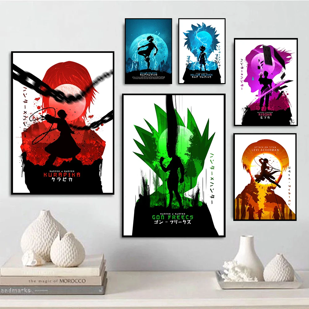 Japanese Anime Hunter X Poster Killua Zoldyck Kurapika Gon Freecss Hisoka Wall Art Decor Canvas HD Painting Decoration | Дом и сад