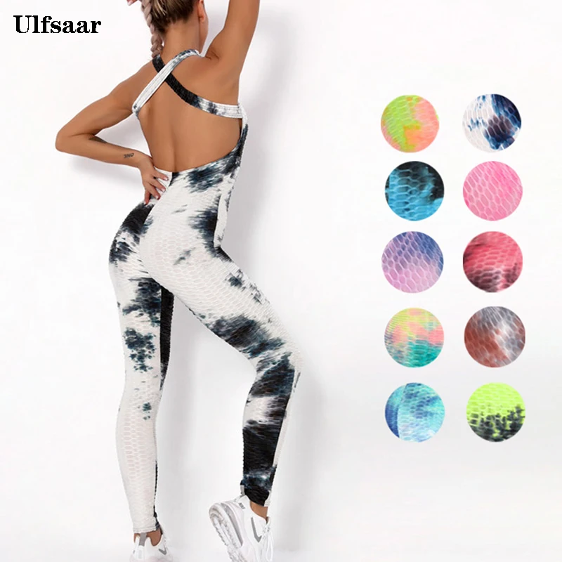 

Backless Sports Jumpsuit Woman Sleeveless Gym Clothing 2021 Sport Overalls Honeycomb Yoga Suit Fitness Workout Clothes