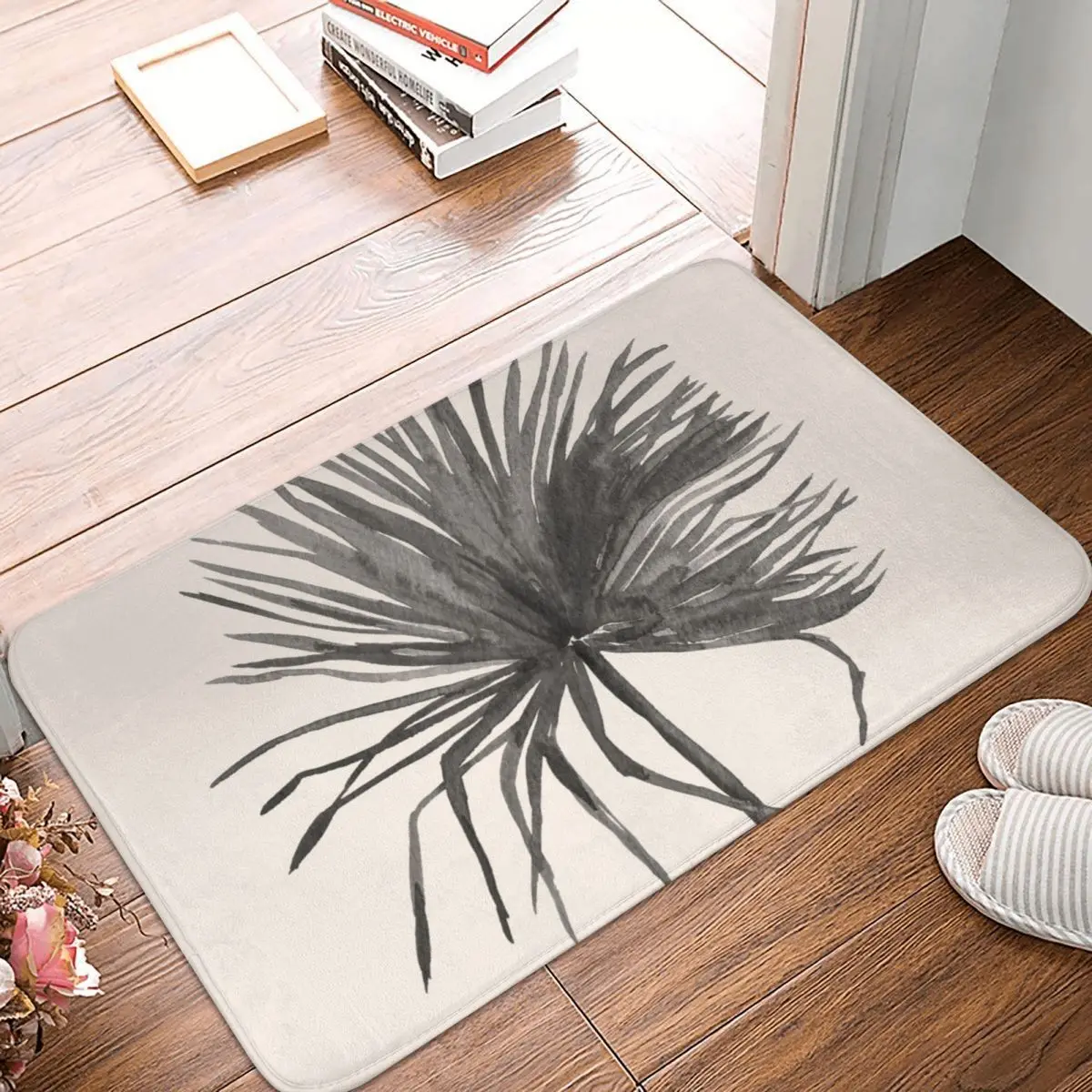 

Watercolor Palm Leaf Doormat Carpet Mat Rug Polyester PVC Anti-slip Floor Decor Bath Bathroom Kitchen Balcony 40*60