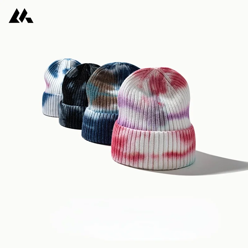

Tie Dyed Wool Cap Men Beanies Winter Hats for Women Hip Hop Gradient Knitted Hat Fashion Designer Skullies Keep Warm Bonnet