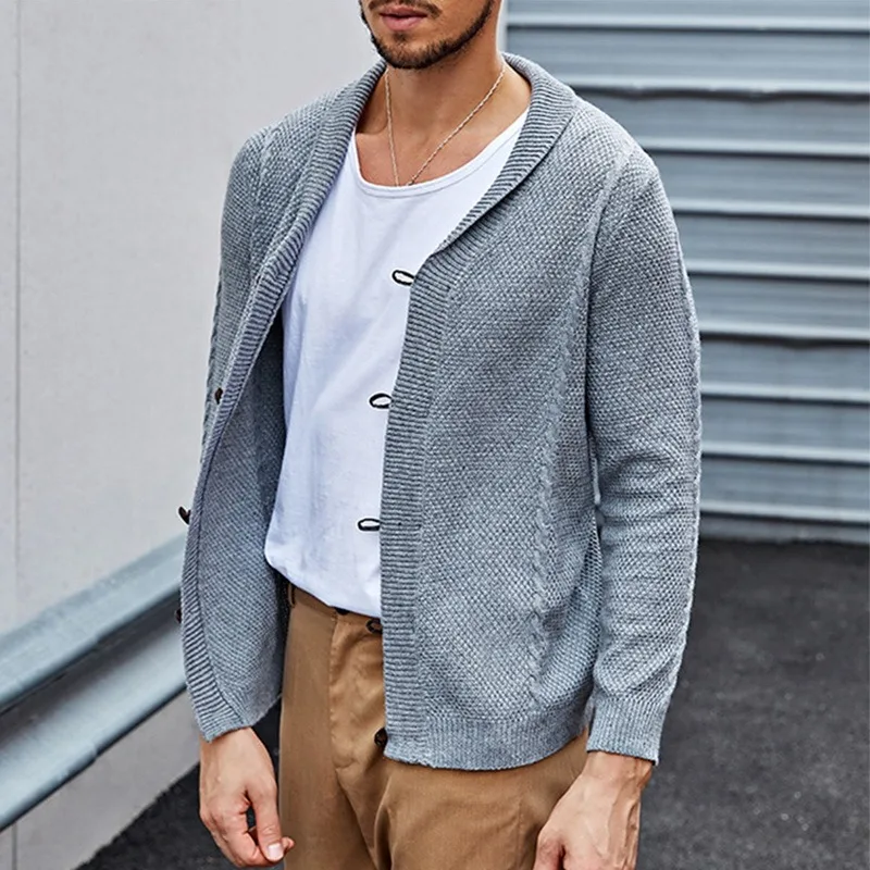 Осенняя одежда из 100% хлопка мужской свитер с воротником шалью пальто в винтажном