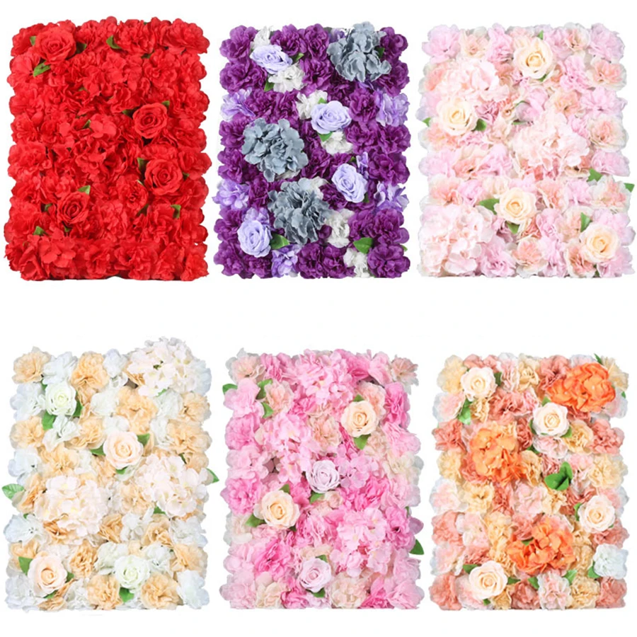 

Artificial Flower Wall 3D Background Flower Wall Photography Props Silk Flower Green Grass Wedding Background Decoration 40x60cm