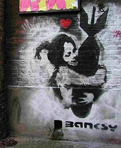 

Banksy Bomb Hug Metal Sign Coffee Shop Home Retro Wall Decoration Man Cave 12X16 inch
