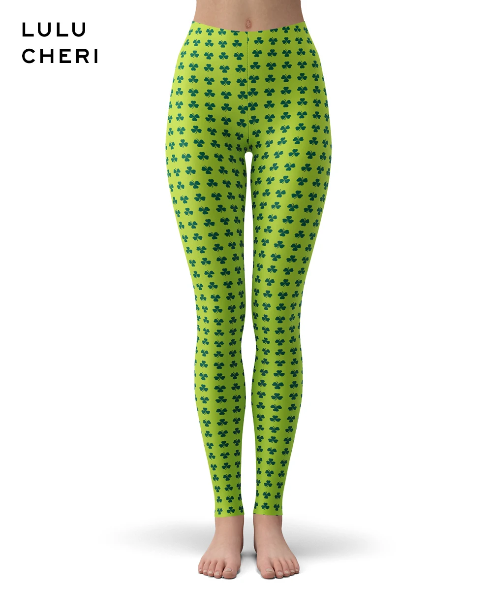 Women Leggings Новинка, леггинсы с принтом в День Святого Патрика, женские ирландские зеленые штаны с четырехлистным клевером, вечерние Эластичные Обтягивающие леггинсы для фитнеса - Цвет: Women Leggings