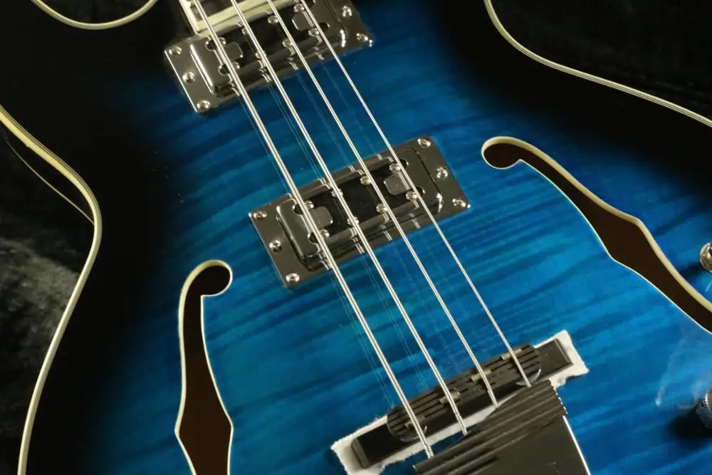 Качественный полый корпус 4 струны электрогитары Гитара пламенный клен верхний