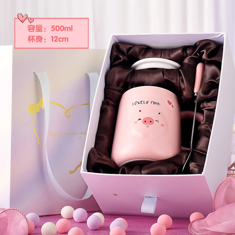 Милая кружка с крышкой для пары домашняя креативная мультяшная керамическая