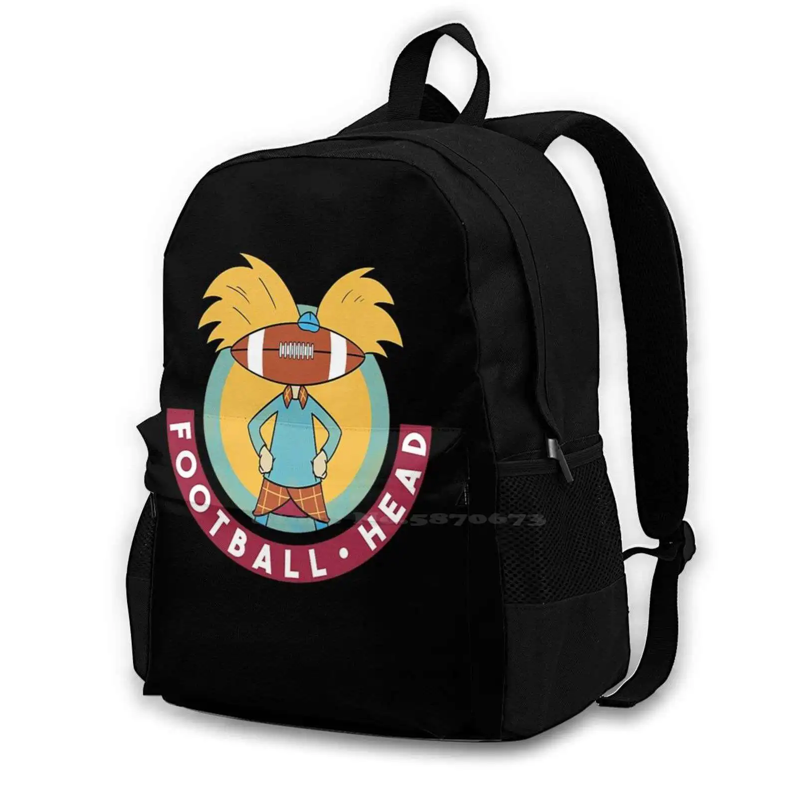 

Hey Arnold Football Head School Bags For Teenage Girls Laptop Travel Bags Nicktoons Cartoons 90S Cartoons Arnold Football Head