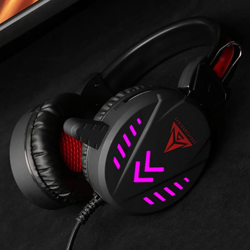 A1 Game Headsets 3.5Mm Wired Headphones Noise Cancel Earphone With Mic Colorful Led Light Volume Control Aux+Usb For Desktop Pc |