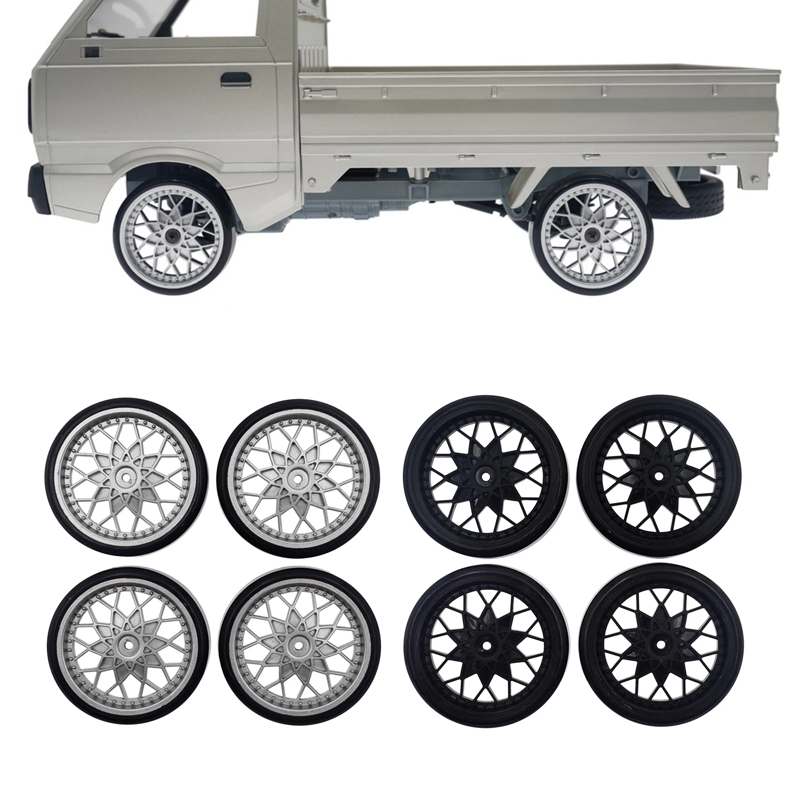 

4 шт., пластиковые шины для радиоуправляемых грузовиков с Ступицей Колеса для обновленных деталей WPL D12
