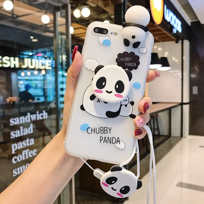 Забавный мультяшный чехол для телефона с пандой для iphone X XS чехол для MAX XR для iphone 7 6s 8 plus милый чехол кукла подставка поддержка мягкий чехол s Capa