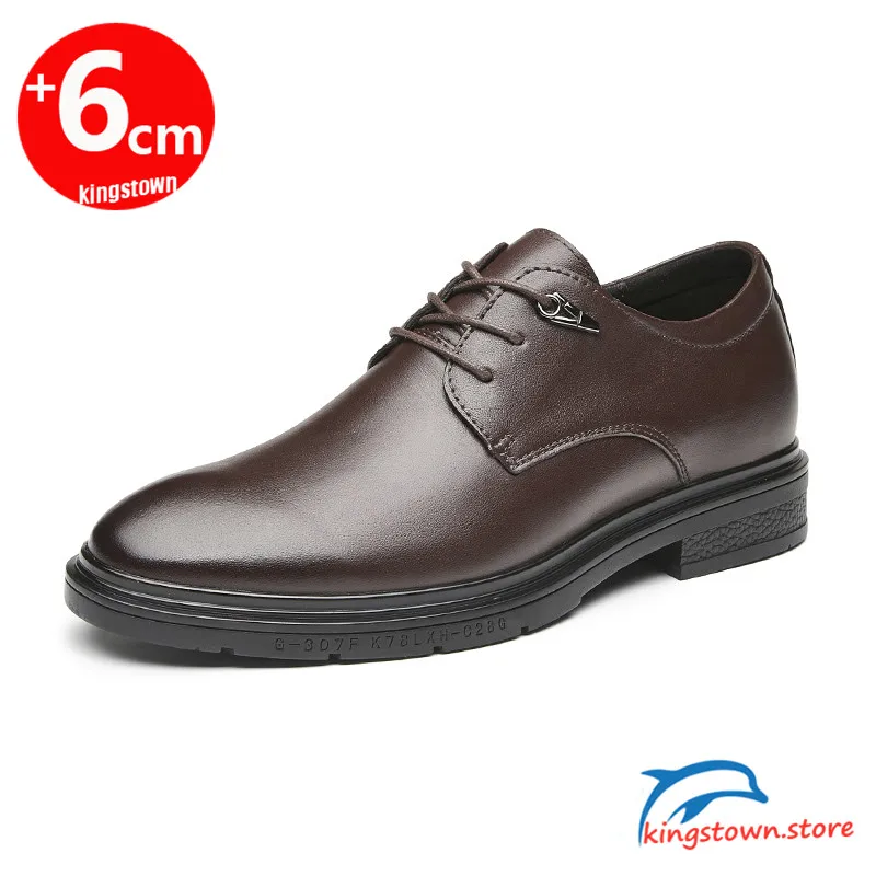 Мужская кожаная обувь увеличивающая рост стельки 6 см деловая в британском стиле