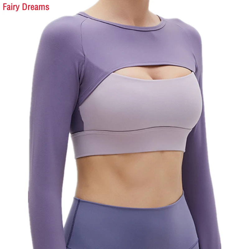 

Спортивный топ, Женская облегающая бесшовная одежда для йоги, женская одежда для фитнеса с длинным рукавом, Женская Спортивная одежда для т...
