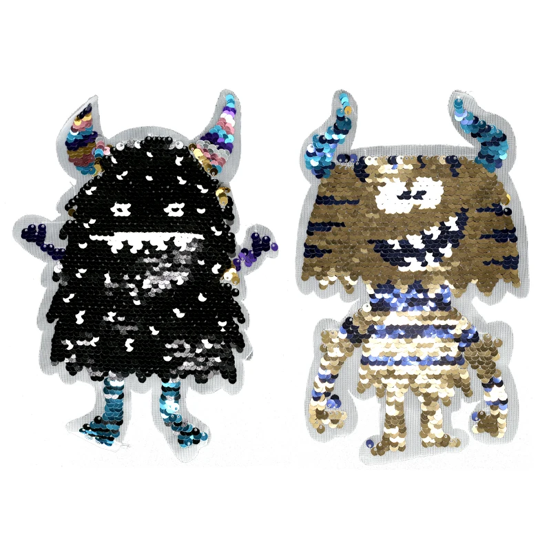 Золотой черный блестки большой Монстр ткань аппликация Сделай Сам Вышивка