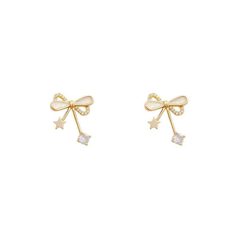 

2021 New Simple Bow Zircon Femininity Advanced 2021 Vintage Fashion Earring for Women Girls European Bridal