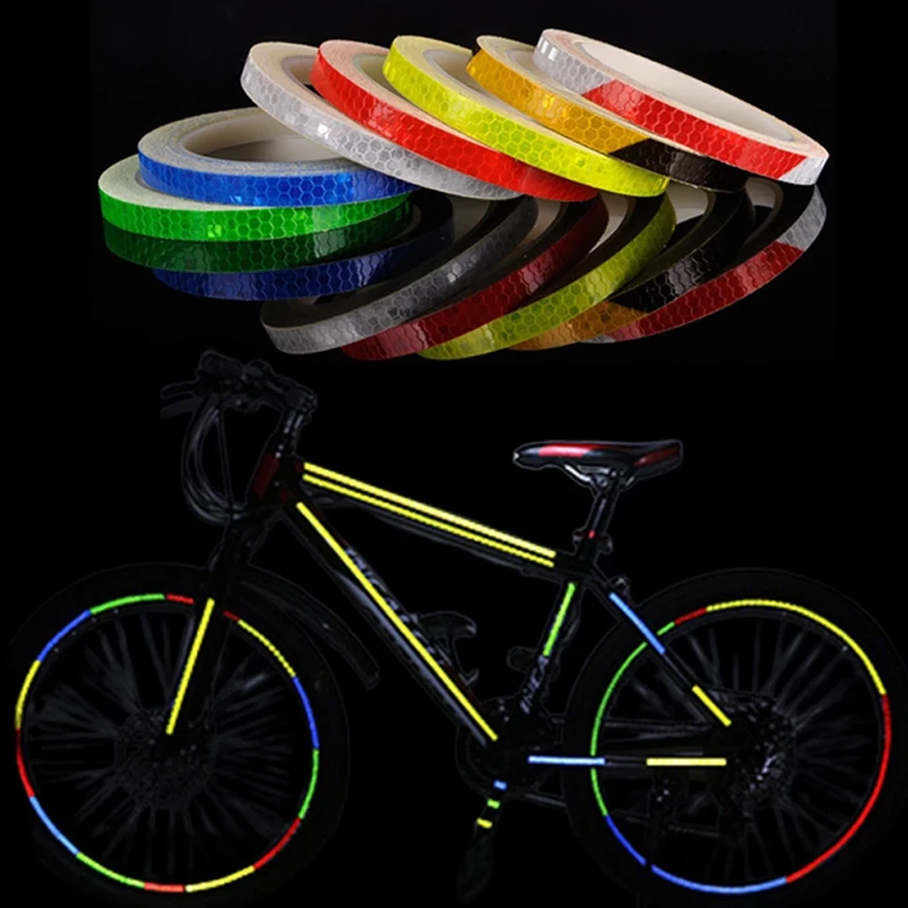 

1cmx8m Bike Reflective Stickers Cycling Fluorescent Reflective Tape MTB Bicycle Adhesive Tape Safety Decor Sticker Accessories