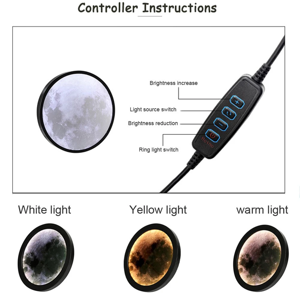 

20/25cm Moon Mirror Lamp Make-up Mirror Moonlight Bathroom Wall Decor Bedside Lamp Gift Home Decor Night Light Make Up Tools