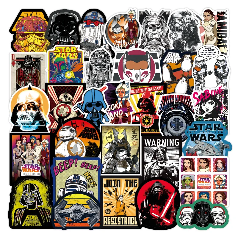 103050100pcs star wars cartoon stickers aesthetic diy water bottle bicycle phone helmet classic toy gift decals kid sticker free global shipping